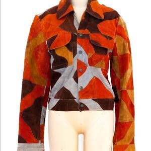 1970s VINTAGE PATCHWORK CROPPED SUEDE JACKET